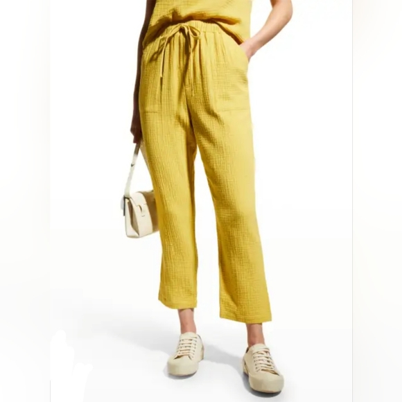 MONROW high waisted gauze pants in Yellow Sz MED - Picture 1 of 9